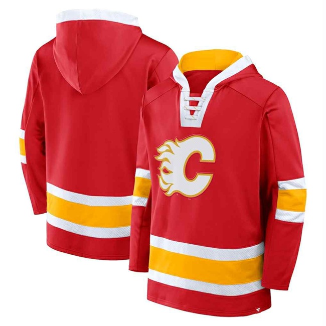 Men's Red Calgary Flames Pullover Hoodie